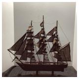 Large Wooden Sailing Ship Model, 18" x 20"