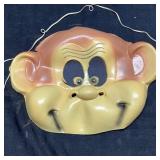 Vintage Plastic Monkey Face Mask 7 x 9 Inches