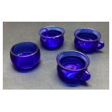 4 Cobalt Blue Small Glass Condiment Dishes