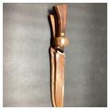 Western USA Fillet Knife With Leather Sheath