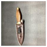 Fixed Blade Knife with Wooden Handle & Sheath