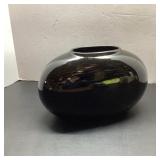 Glossy Black Ceramic Vase, 7x11 Inches