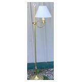 Brass Adjustable Floor Lamp With White Shade