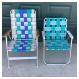 Sunbeam Woven Webbing Folding Lawn Chairs Pair