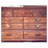 Link Taylor Oak Dresser with Brass Handles & Mirro
