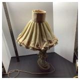 Table Lamp With Bird Motif Base and Pleated Shade