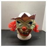 Evil Grinning Clown Mask with Red Hair