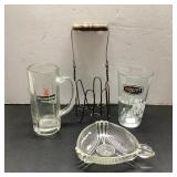 Misc Lot: Glasses, Tongs, Glass Dish