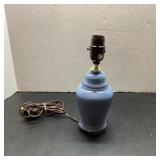 Blue Ceramic Table Lamp, 10 Inches Tall