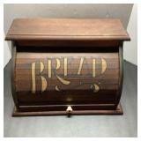 Wood Bread Box and Two Vintage Tin Containers
