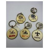 5 1980s NFL Team Keychains Oilers Saints Dolphins