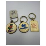 3 College Football Keychains 1980s Gators PSU OSU