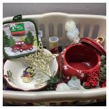 Misc Christmas Lot with Decor and Serveware