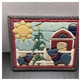 Quilted Farm Scene Fabric Art, 15 x 18 Inches