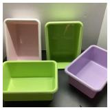 4 Plastic Storage Bins in Pastel Colors