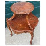 Marquetry Inlaid Two-Tier Side Table