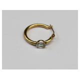 14kt Gold & Aquamarine Hoop Earring