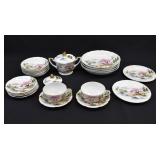 22pc KUTANI China Set w/ 2 Lithophane Geisha Cups