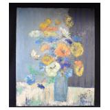 1950's Floral Still Life Oil on Canvas Painting