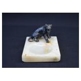 Art Deco Panther on Marble Ashtray