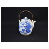 Antique Japanese Blue & White Porcelain Teapot