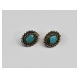 Navajo Turquoise & Sterling Silver Clip Earrings