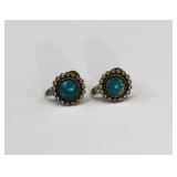 Turquoise & Sterling Silver Screwback Earrings