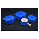 DANSK 7pc Kobenstyle Blue Casserole Pots w/ Lids