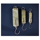 3 Antique Hanging Spring Balance Fish Scales