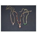 3 Vintage Hemp Strung Bead Necklaces