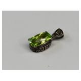Large Sterling Silver Mounted Peridot Pendant