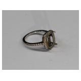 Sterling Silver Diamond Halo Mount Ring