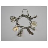 Chunky Sterling Silver Charm Bracelet with Charms