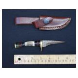 Damascus Steel Horn Handle Boot Knife & Sheath