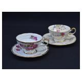 2 Vintage Bone China Tea Cup & Saucer Sets