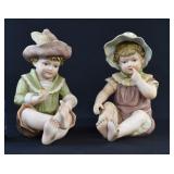 Pair Large 12' Bisque Porcelain Piano Babies
