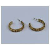 Pair 14kt Gold Ricco Link Hoop Earrings