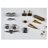 LOT- Men's Cufflinks, Tie Clips & Retro Jewelry