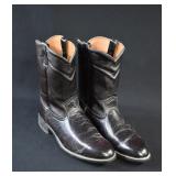 Size 12 EW JUSTIN Black Leather Roper Cowboy Boots