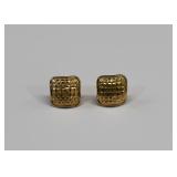 Pair 14kt Gold Waffle Square Stud Earrings