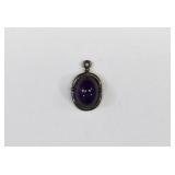 Sterling Silver  Amethyst Cabochon Pendant