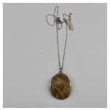 Sterling Silver Mounted Picture Jasper Necklace