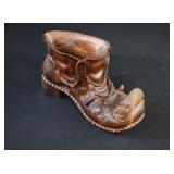 Carved Whimsical Wood Boot Vase/Trinket Box