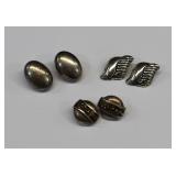 3 Pairs of Sterling Silver Clip Earrings