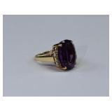 8.14ct Amethyst & 8 Diamond 14kt Gold Ring