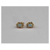 Pair 14kt Gold & Opal Earrings
