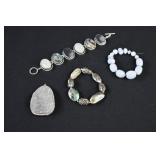 4-pc Druzy, Blue Lace Agate & Abalony Jewelry