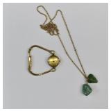 12 Gold Filled Benus Watch & Aventurine Necklace