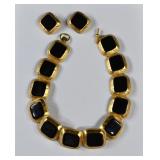 1980's Anne Klein Modernist Black Enamel Set