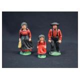 3 Cast Iron Amish Figures